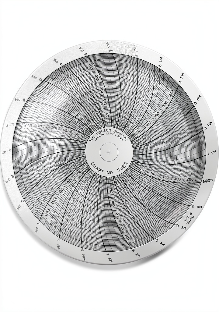 Dickson Circular Chart Paper displayed on a chart recorder