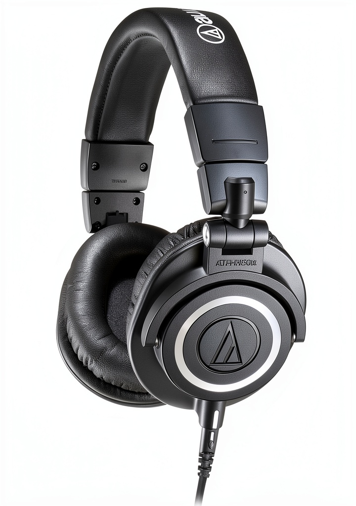 Audio-Technica M50x headphones on a mixing console