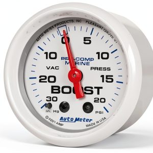 AutoMeter Vac Boost Gauge Marine White-0