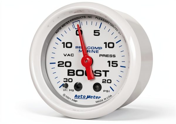 AutoMeter Vac Boost Gauge Marine White-0