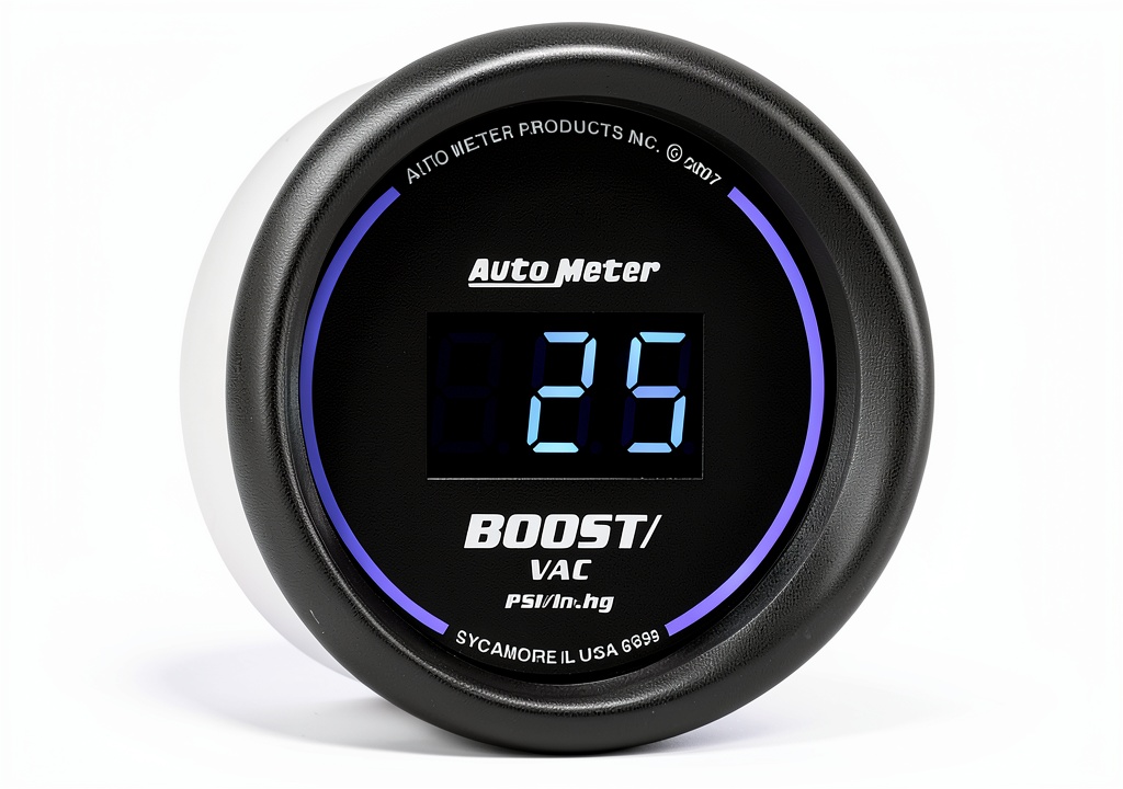 Auto Meter digital vacuum gauge installed on a race car dashboard