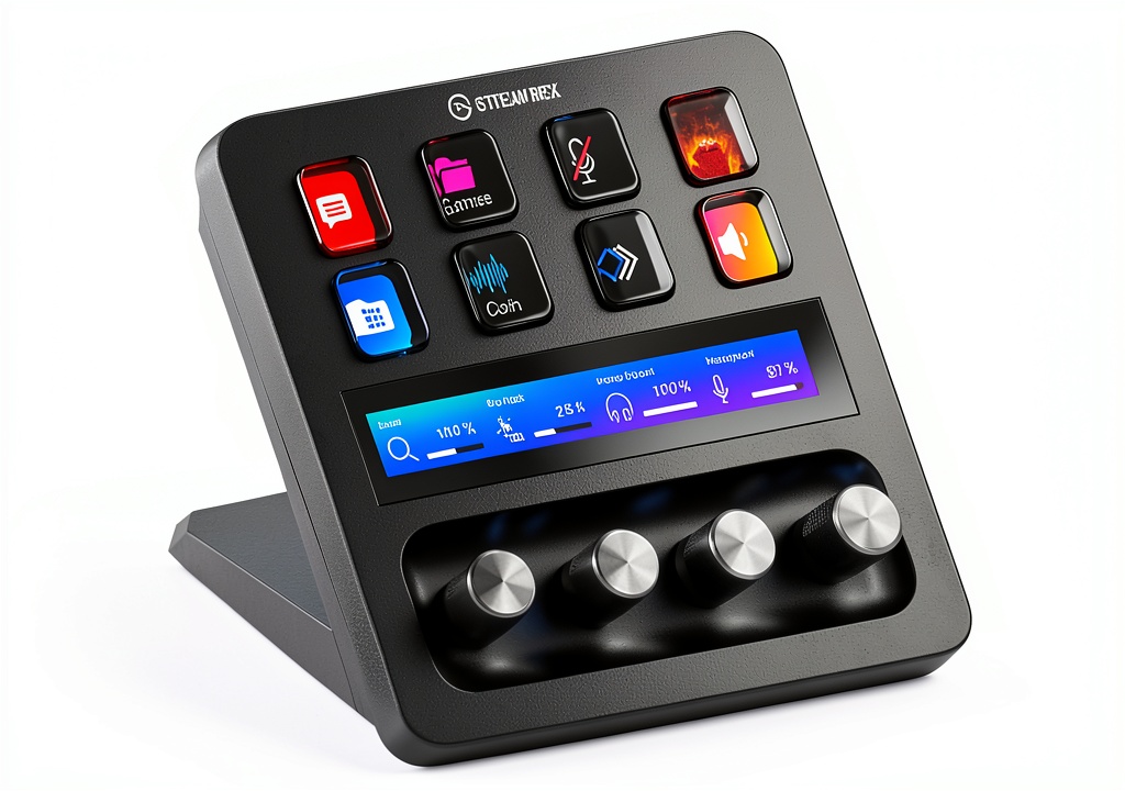 Stream Deck Plus on a modern streaming desk