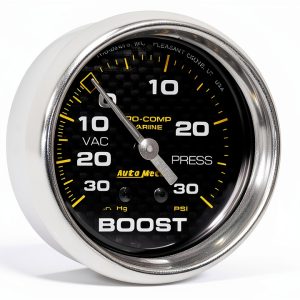 AutoMeter Vac/Boost Gauge 2 5/8" 30Inhg-30Psi Carbon Fiber-0