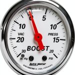 Auto Meter Mechanical Boost Vacuum Gauge Arctic White Model 1372-0