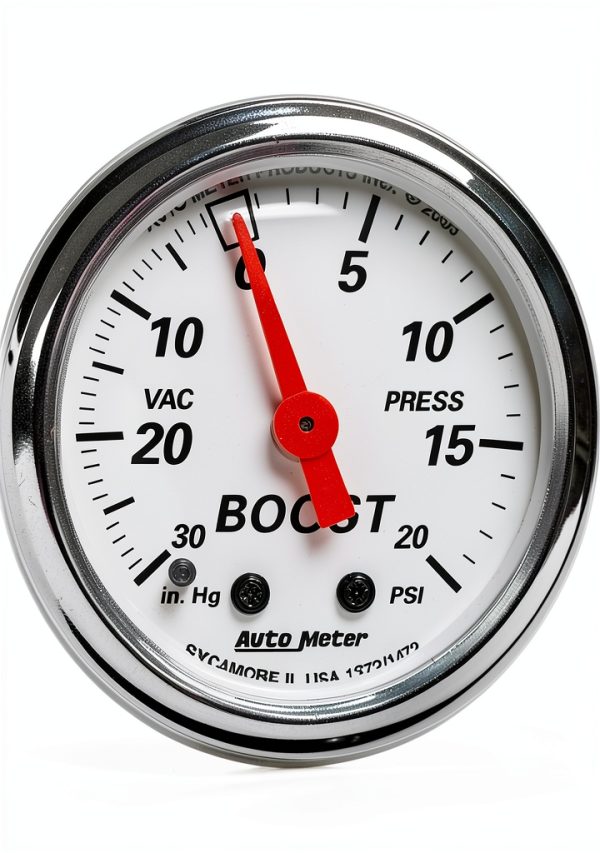 Auto Meter Mechanical Boost Vacuum Gauge Arctic White Model 1372-0